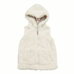 Mini Boden Sherpa Hooded Vest Girls 2-3Y White Lined Comfy Cozy Warm Outdoor